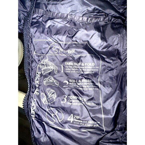 Packable Black Down Jacket MenS MediumLightweight Nylon & Down Warm Outerwear - Picture 4 of 9